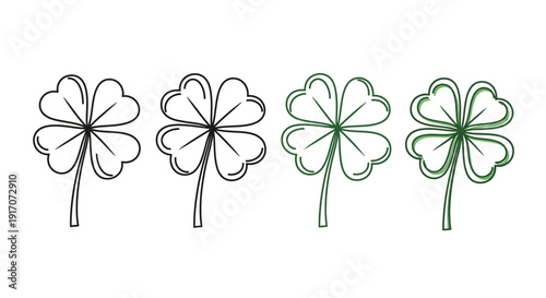 Four-leaf clover icons show progression from outline to.