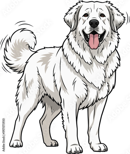 Tatra Shepherd Dog standing happy smiling pose wagging tail