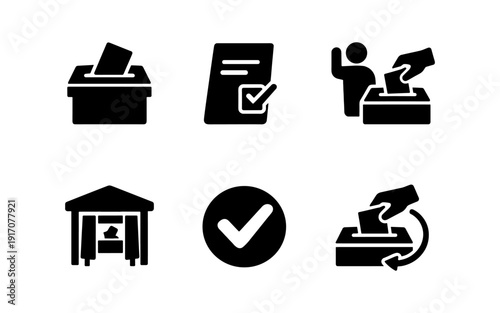 Collection of voting and election icons representing democratic process and civic duty