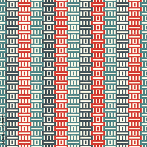Geometric seamless pattern. Minimal style background. Modular grid print. Straight stripe, line, stroke, rectangle, block ornament. Contemporary simple geo wallpaper. Modern abstract vector design