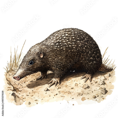 watercolor of Mole, vector clipart, isolated on a white background.