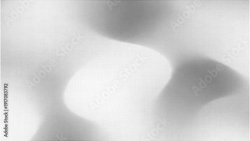 Halftone abstract wave background in black and white with smooth flowing curves and dotted gradient pattern for modern minimalistic design and digital texture effects