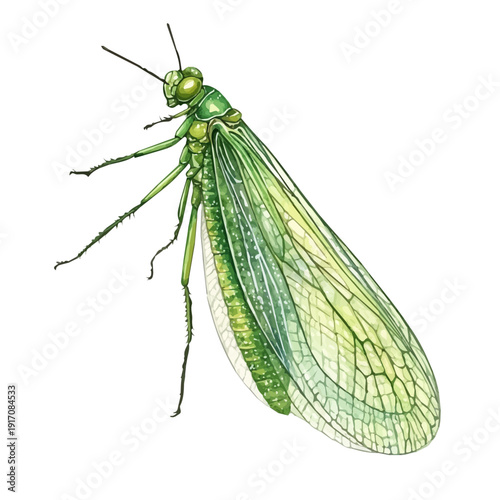 watercolor of Lacewing, vector clipart, isolated on a white background.