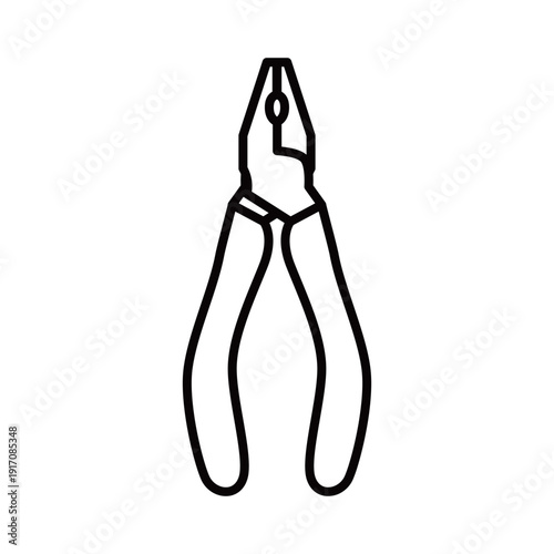 線画イラスト | シンプルなペンチのアイコン素材 | 工具・DIY・修理・メンテナンスのベクターイメージ