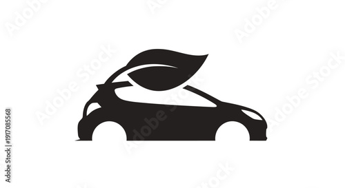 Black Car Silhouette with Open Hood.