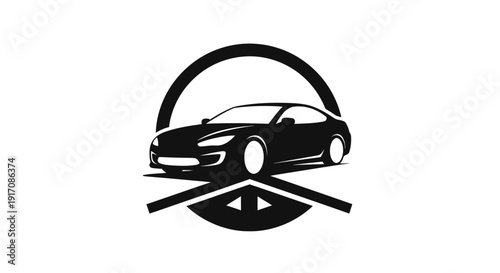 Black Car Silhouette Graphic Design Element.