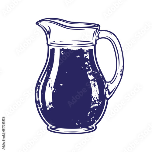 Grunge texture Dark liquid in a vintage style jug with handle and spout on white background  old fashioned beverage container Vintage Style