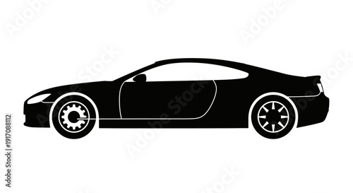 Black Sports Car Silhouette Profile View.