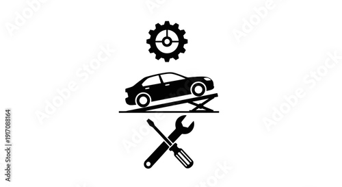 Car Maintenance Tools and Gears Illustration.