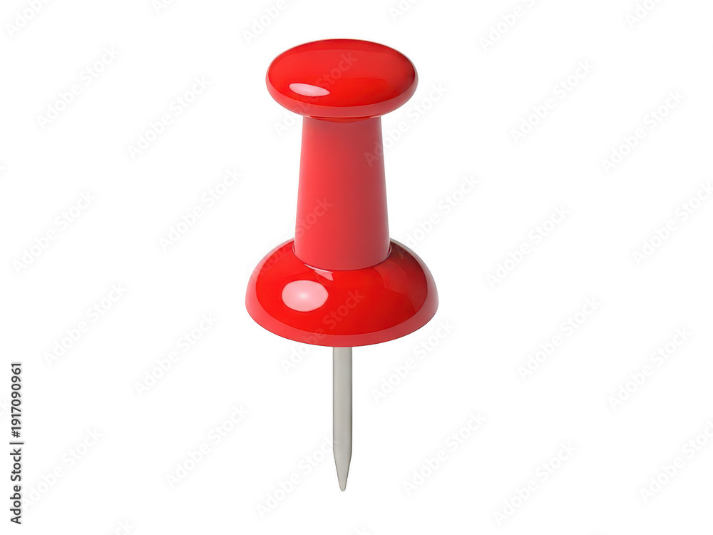 Fototapeta premium A red push pin on a white background