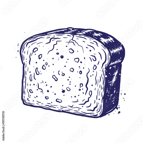 Grunge texture A slice of bread with crust and crumbs on a clean surface  food illustration Vintage Style