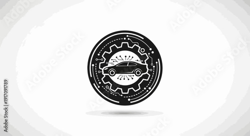 Black and White Bicycle Icon Illustration.