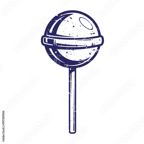 Grunge texture Vintage style illustration of a lollipop with a stick on white background Vintage Style