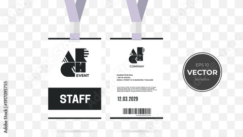 Staff identification badge template featuring a professional design