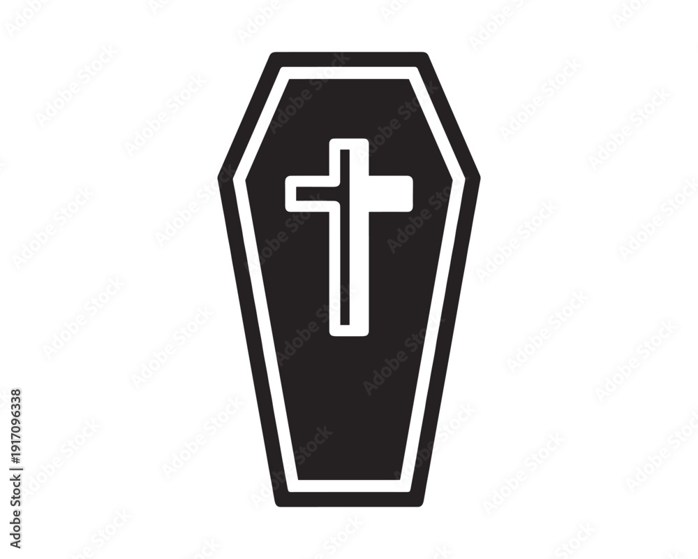 Obraz premium Eerie Event, Coffin Symbol, Graveyard Setting, Illustration, Dark Atmosphere, Close-up View, Afterlife Concept