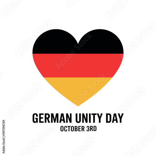 A heart shaped German flag with text reading German Unity Day October 3rd
