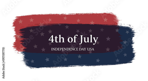 Patriotic 4th of July Independence Day USA vector banner with red, white, and blue colors and star pattern.