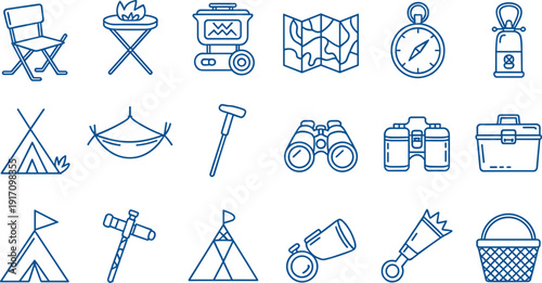 Camping and outdoor adventure icons