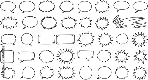 Collection of various speech bubbles and thought clouds