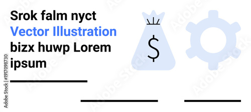 Business strategy, financial planning, workflow automation, investment management, productivity, digital tools. A money bag graphic next to a gear icon. Business strategy and financial planning