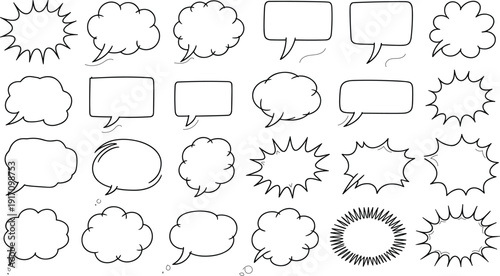 Collection of various speech bubbles and text boxes for comic and cartoon illustrations