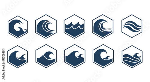 Ocean wave icon set
