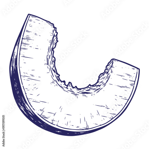 Grunge texture Drawing of a slice of watermelon with a bite taken out of it  a popular summer fruit Vintage Style