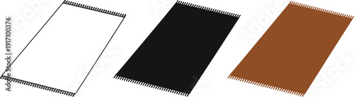 Three decorative rugs with different colors and same fringe detailing displayed