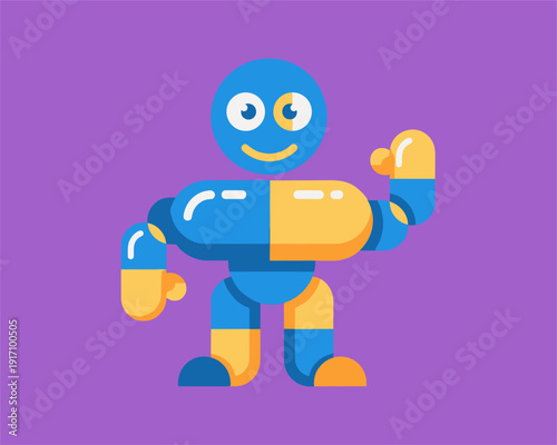 Playful Robot Character in a Colorful Setting – Digital Illustration for Kids' Content