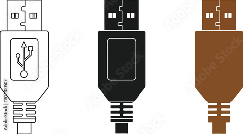 Three usb flash drives in different colors and design styles shown together