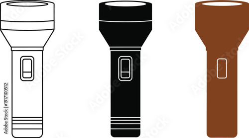 Three flashlights illustrated in different colors against a white background
