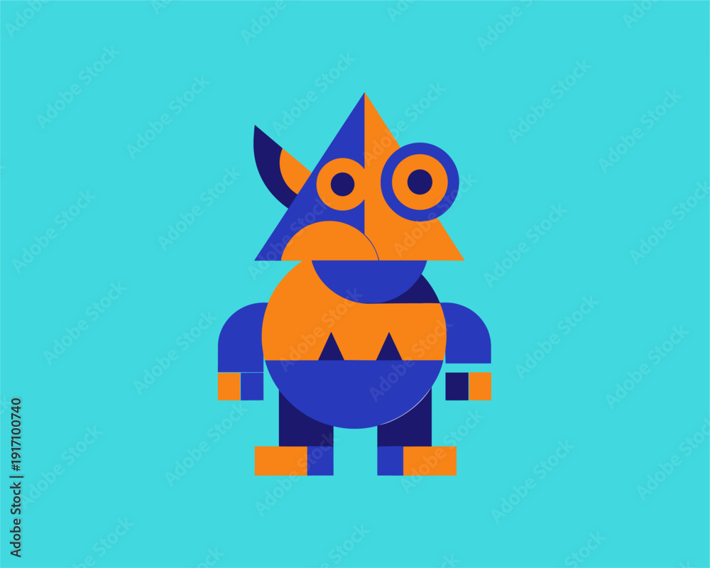 Obraz premium Colorful Geometric Character Illustration, Digital Art, Creative Design, Fun Environment, Bright Colors