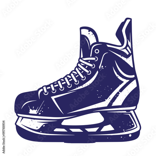 Grunge texture Ice skate with laces and blade for hockey or figure skating  sports equipment Vintage Style