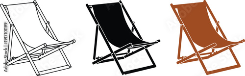 Modern folding chairs with three different color options presented together