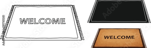 Various welcome mats with different colors and designs for home entranceways