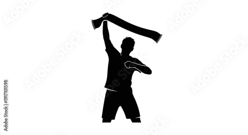 Man Silhouette Holding Towel After Workout.