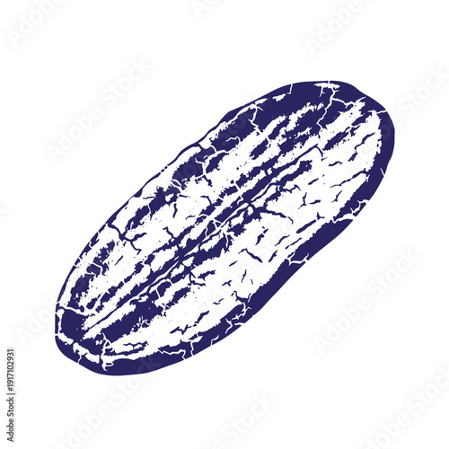 Grunge texture A grungy illustration of a bread loaf with a cracked texture on a white background Vintage Style