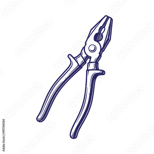 a drawing of a pair of pliers with long handles and a screw at the top used for gripping objects