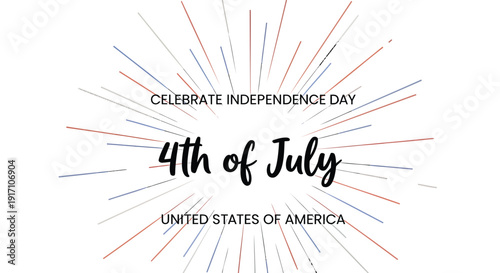 4th of July celebration badge, Celebrate Independence Day in the United States of America, star-spangled burst design
