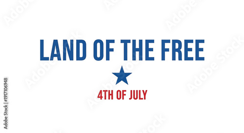 Patriotic icon with 'Land of the Free' text and star, 4th of July symbol, American independence day emblem, isolated on transparent background