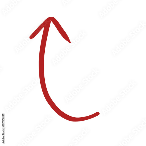 Fotografie Brick red arrow hand drawn on transparent background