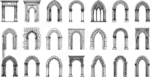 Set of Architectural Arches: Vintage Entrance and Doorway Designs