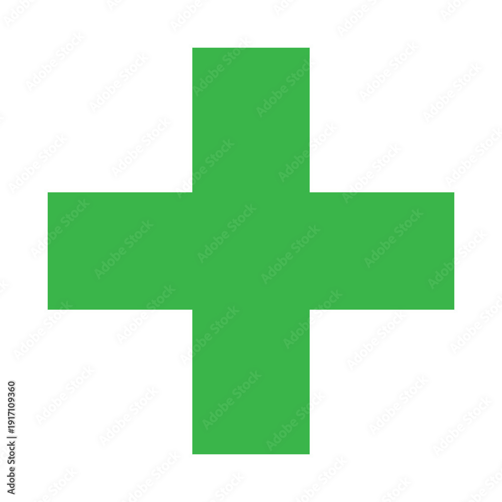 Obraz premium Green Plus Icon. Green Cross Sign, Plus Symbol Medical Logo Icon.