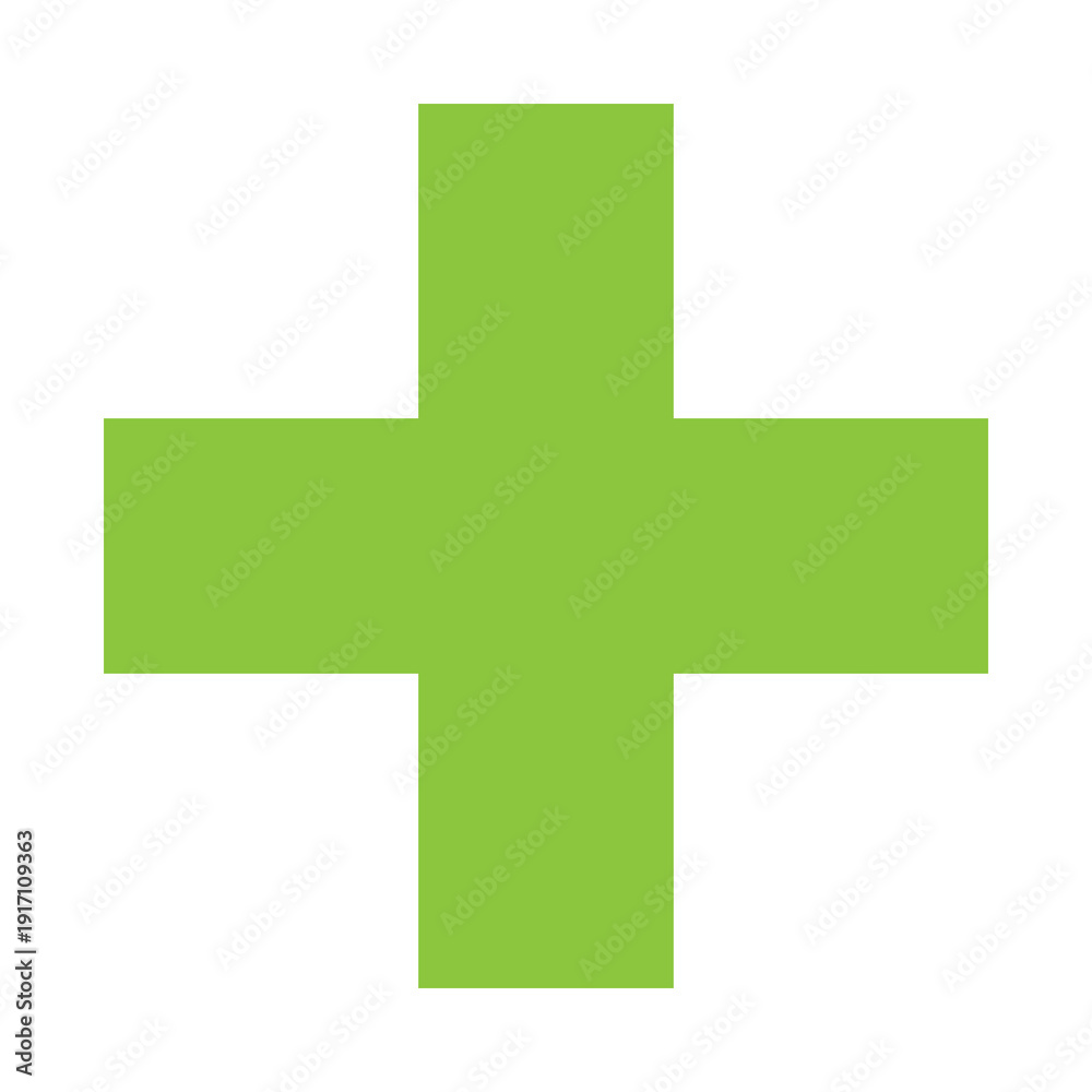 Obraz premium Green Plus Icon. Green Cross Sign, Plus Symbol Medical Logo Icon.