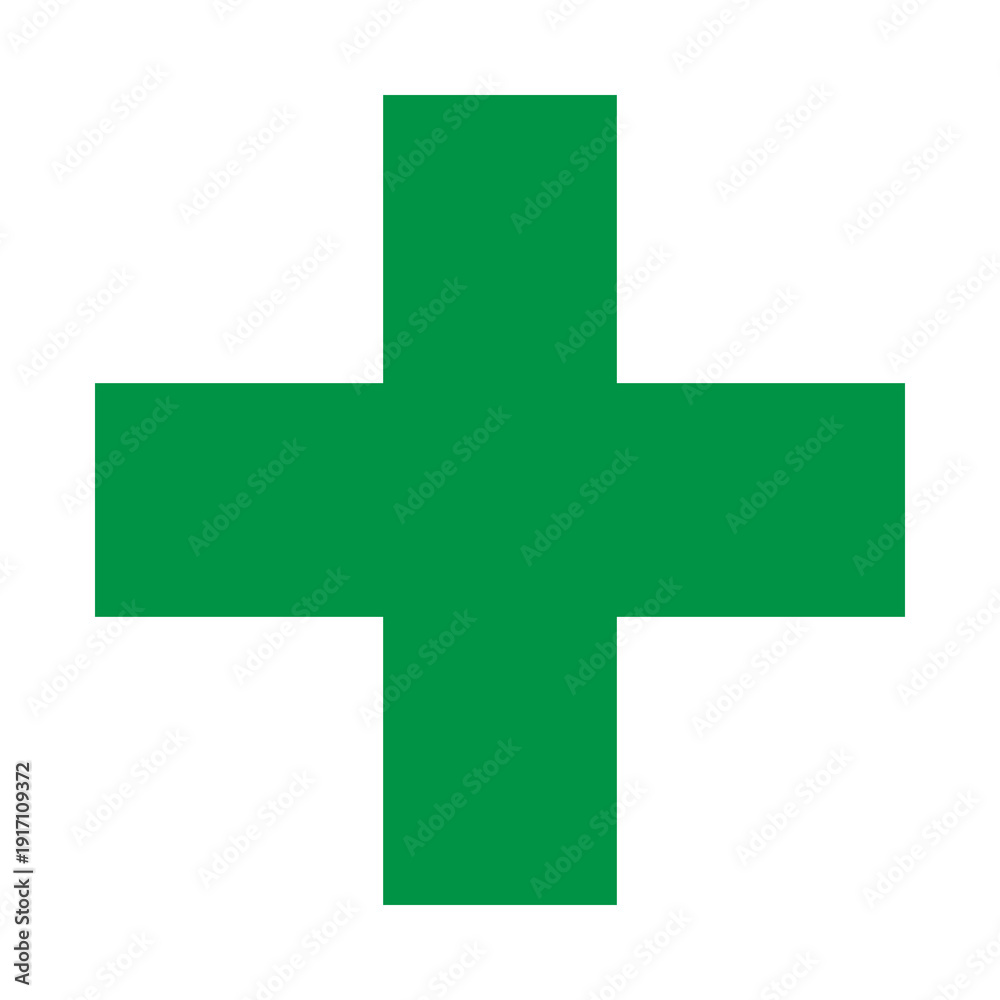 Obraz premium Green Plus Icon. Green Cross Sign, Plus Symbol Medical Logo Icon.