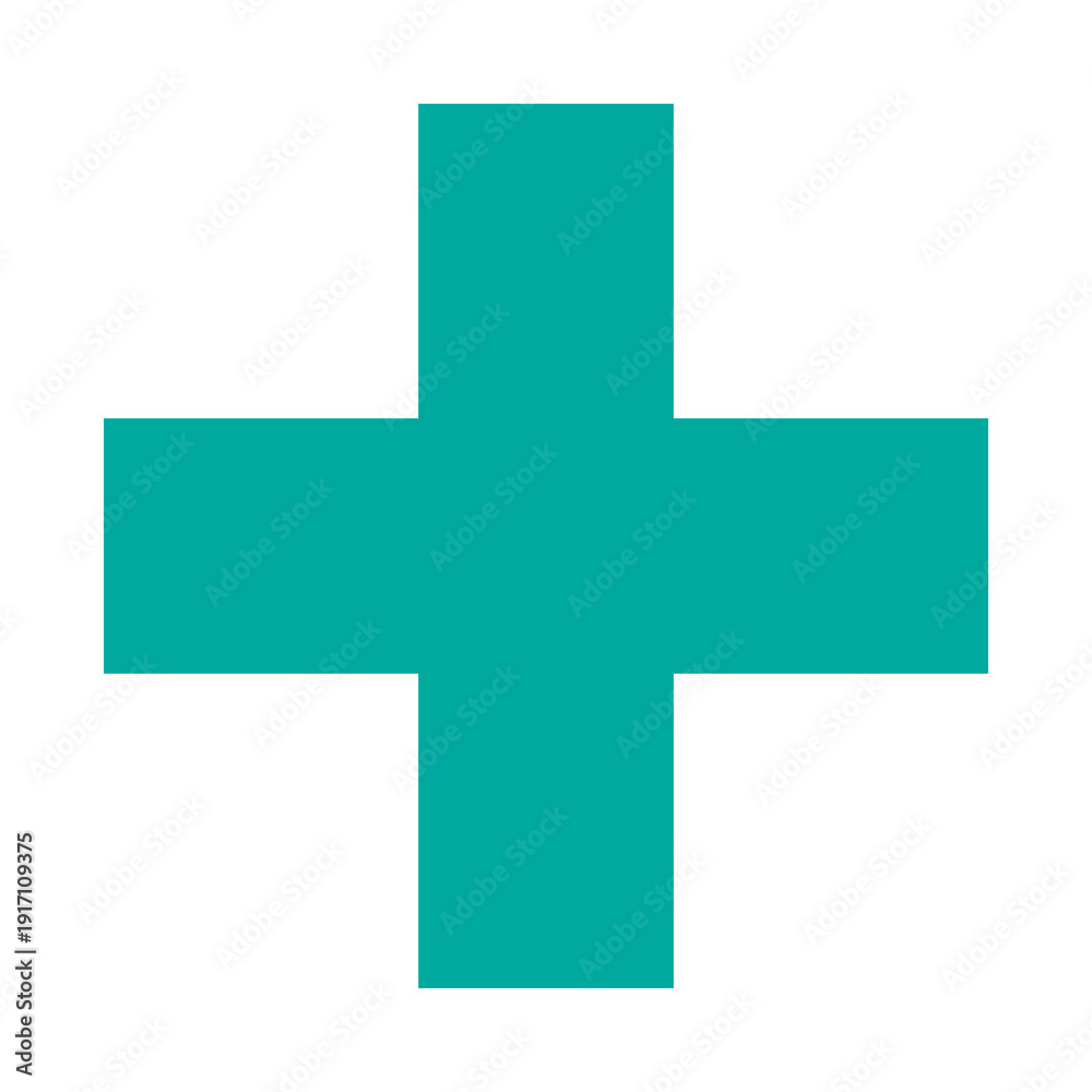 Fototapeta premium Green Plus Icon. Green Cross Sign, Plus Symbol Medical Logo Icon.