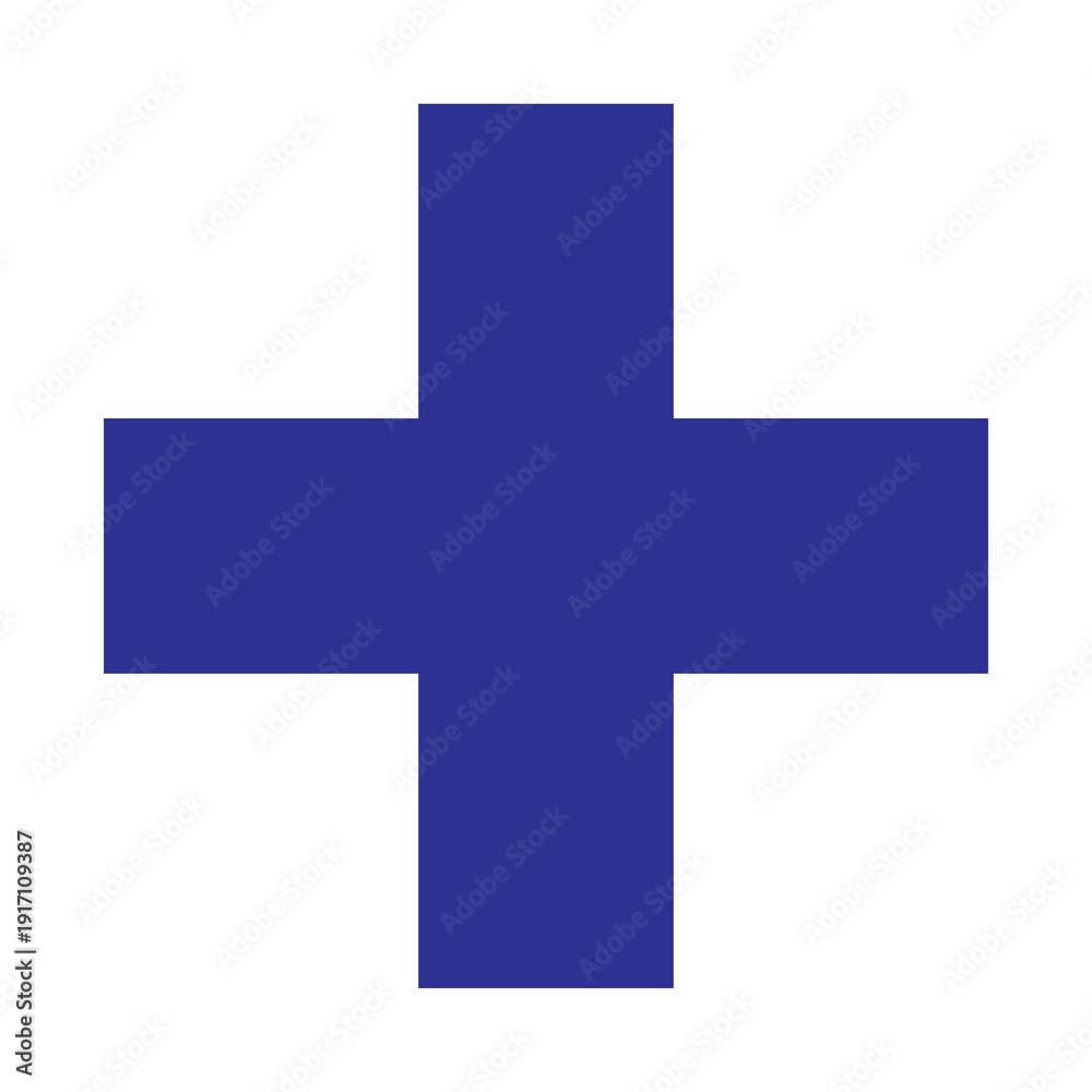 Fototapeta premium Blue Plus Icon. Indigo blue Cross Sign, Plus Symbol Medical Logo Icon.