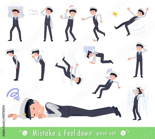 失敗と憂鬱を表現している運転手男性のセット