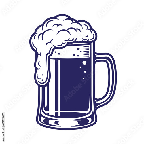 drawing of a full glass mug with foamy beer