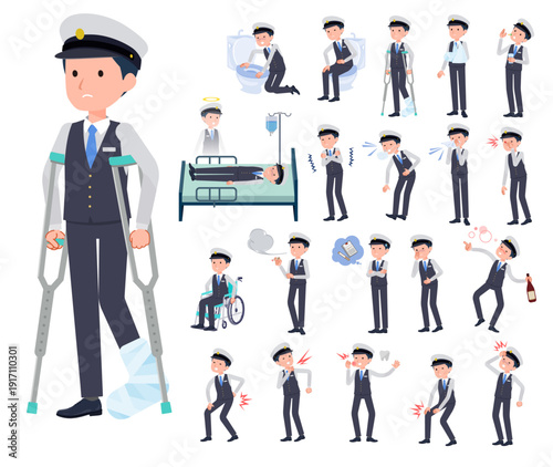 怪我や病気の状態の運転手男性のセット